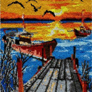 Dock Sunset | Rug Making Latch Hooking Kit (52x38cm print canvas)